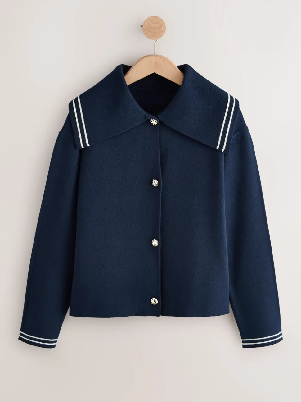 Marineblauw - Sailor Collar Cardigan