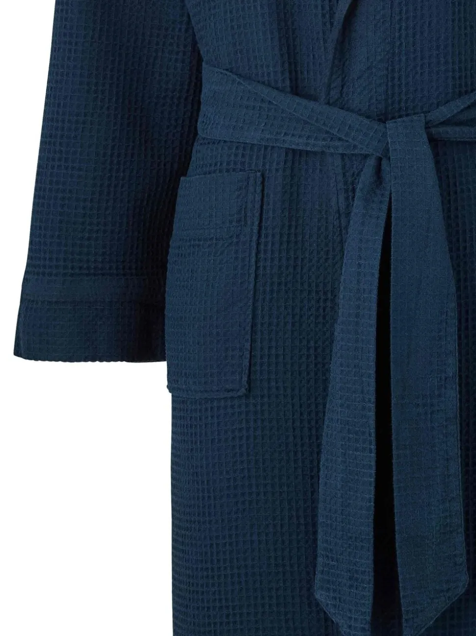 Marineblauw - Savile Row Company - Katoenen kamerjas met wafeldessin