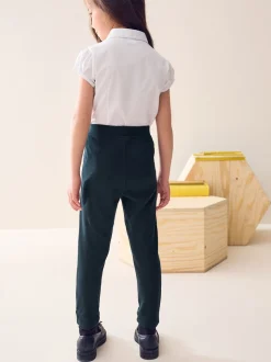 Marineblauw - Schoolbroek met hoog aandeel katoen en stretchy, elastische tailleband (3-16jr)