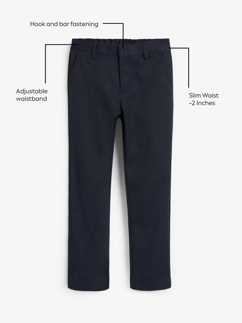 Marineblauw - Schoolbroek met rechte pijpen (3-17jaar)