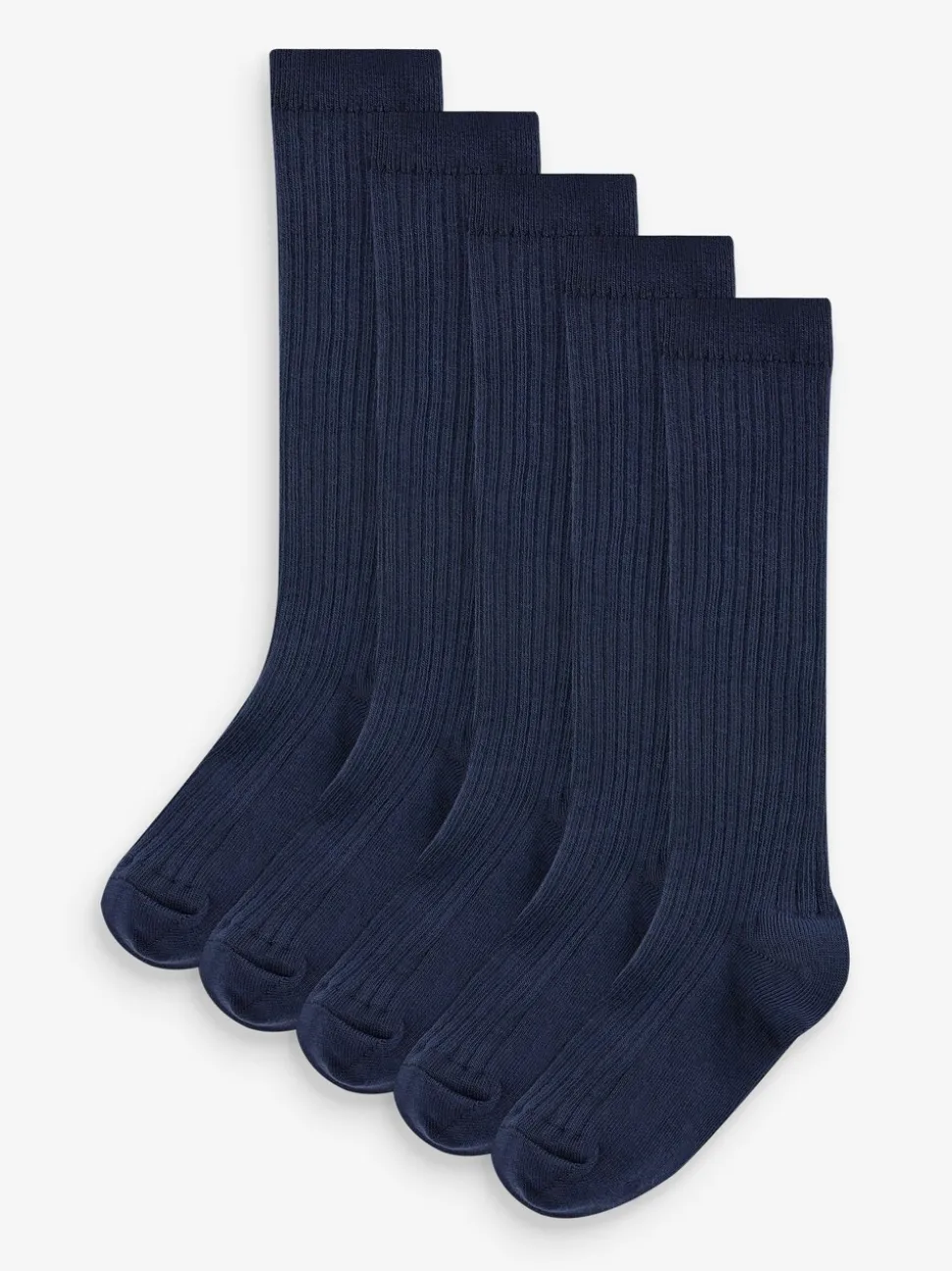 Marineblauw - Set van 5 paar kniesokken met hoog katoenpercentage