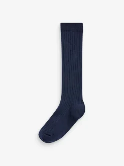 Marineblauw - Set van 5 paar kniesokken met hoog katoenpercentage