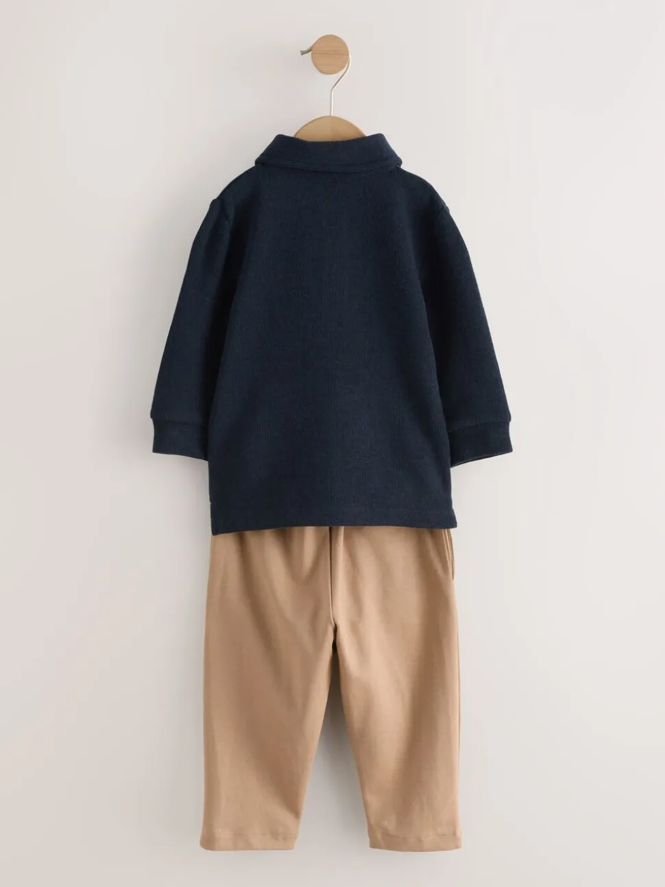Marineblauw - Set van poloshirt met lange mouwen en joggingbroek (3mnd-7jr)