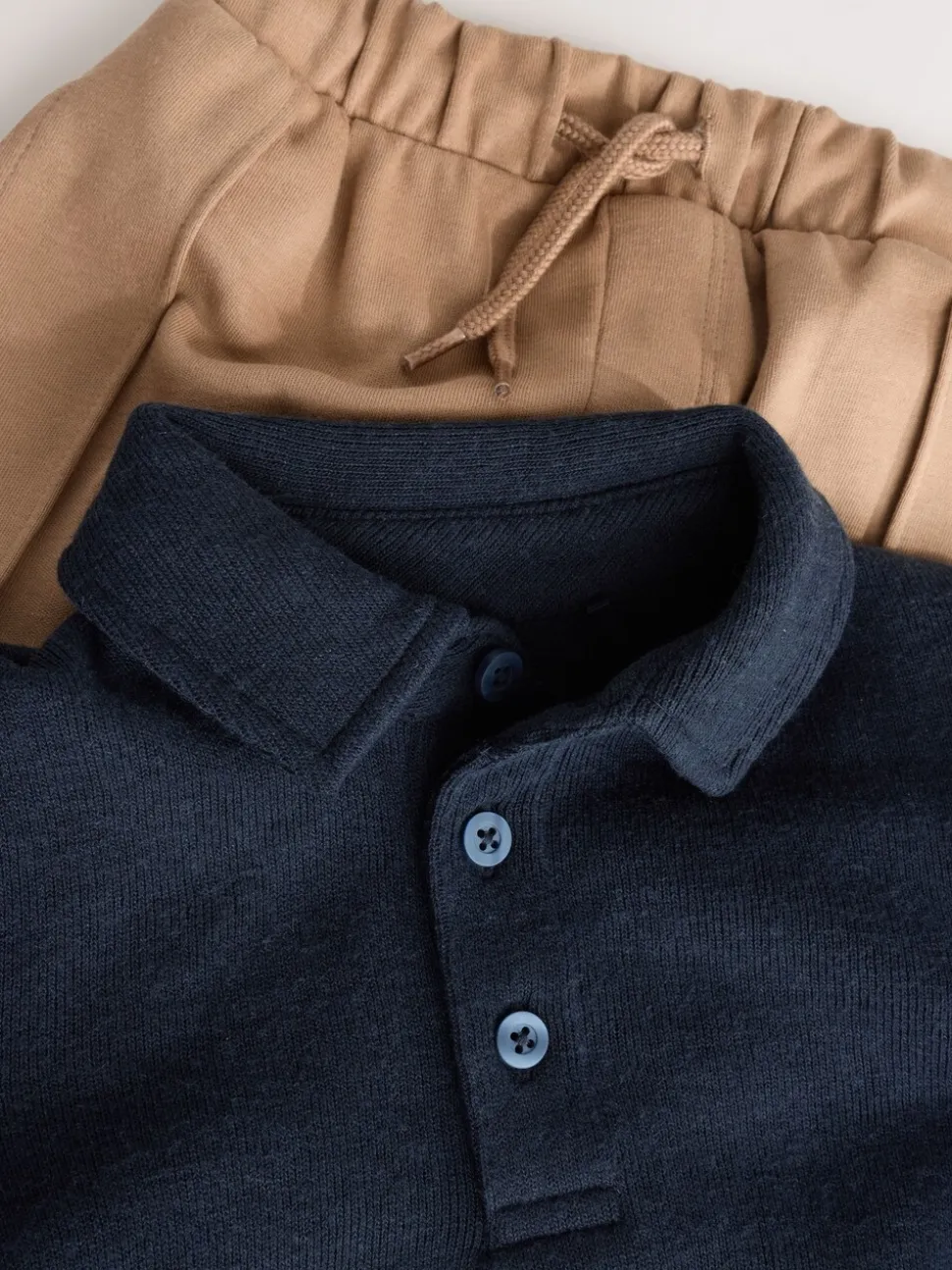 Marineblauw - Set van poloshirt met lange mouwen en joggingbroek (3mnd-7jr)