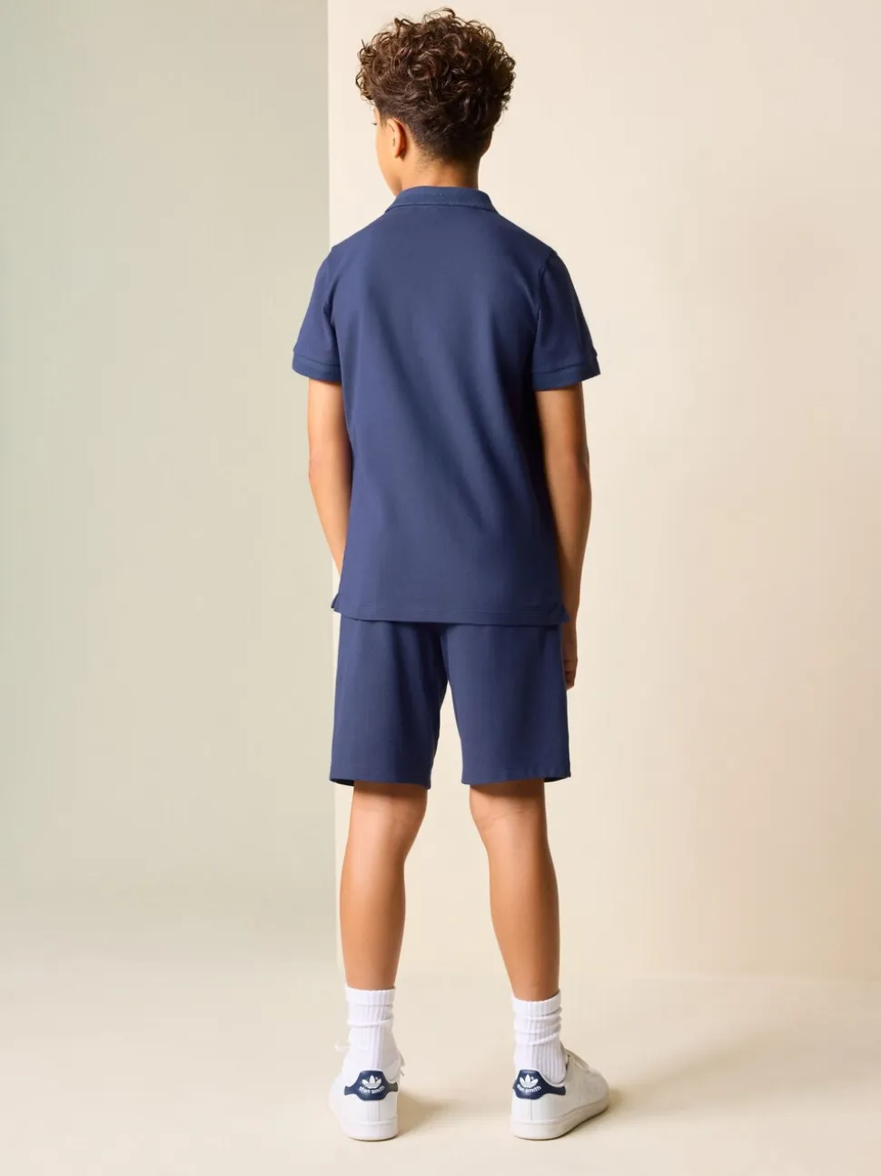 Marineblauw - Short Sleeve Polo Shirt and Shorts Set (3-16yrs)