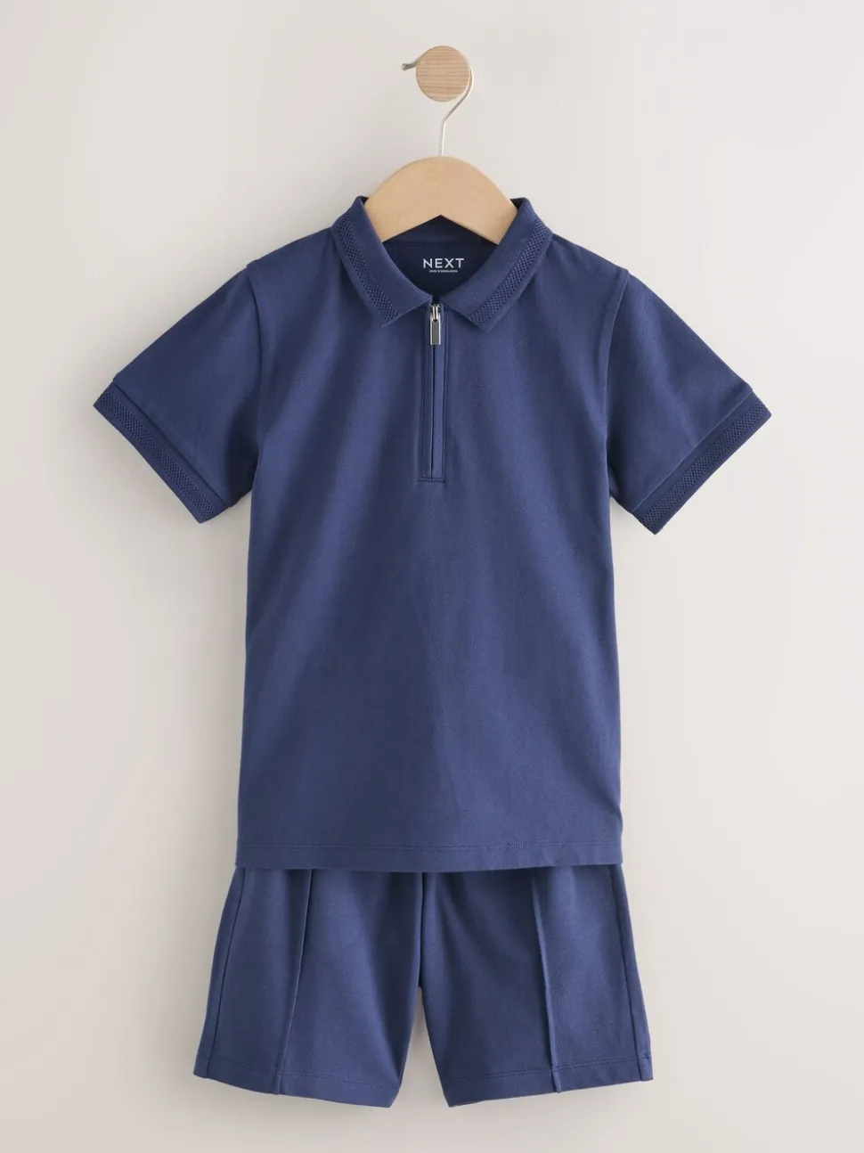 Marineblauw - Short Sleeve Polo Shirt and Shorts Set (3-16yrs)