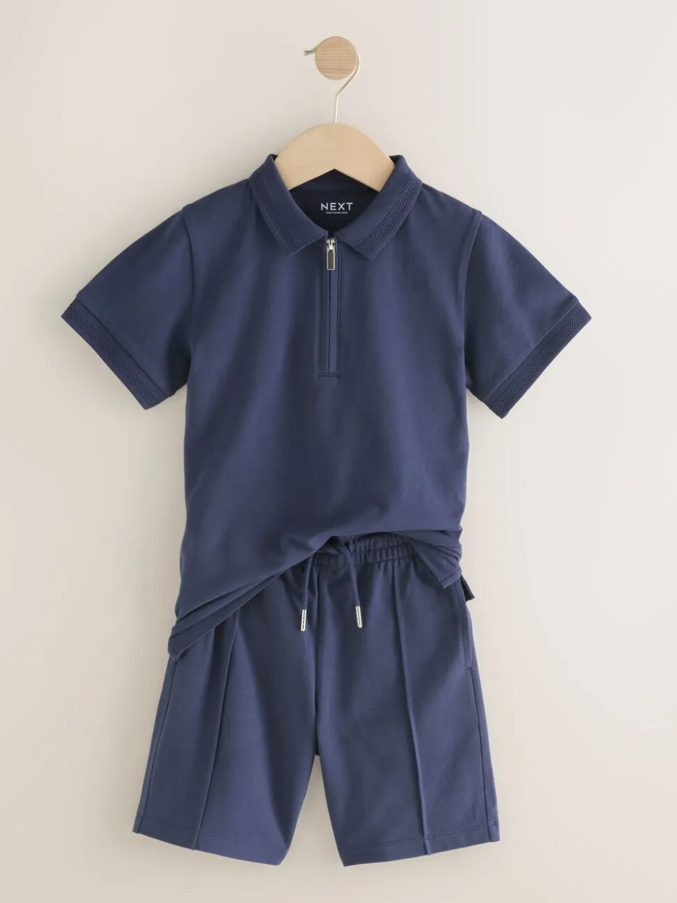 Marineblauw - Short Sleeve Polo Shirt and Shorts Set (3-16yrs)