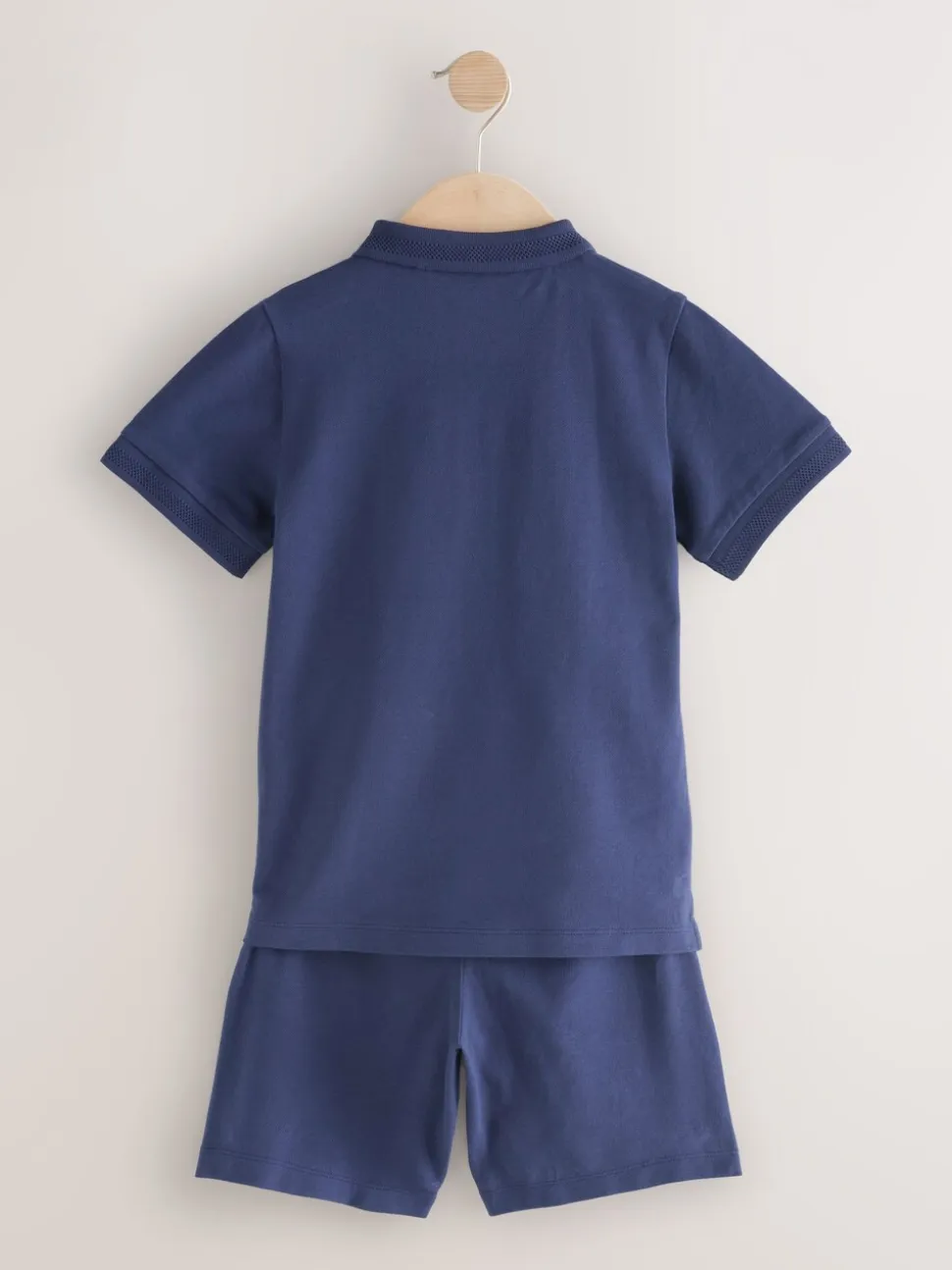 Marineblauw - Short Sleeve Polo Shirt and Shorts Set (3-16yrs)