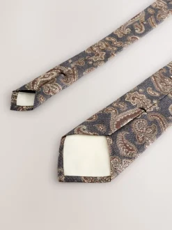 Marineblauw - Signature Made In Italy Printed Paisley Tie
