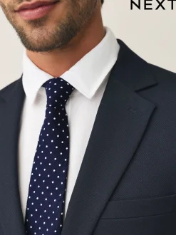 Marineblauw - Signature Silk Polka Dot Tie