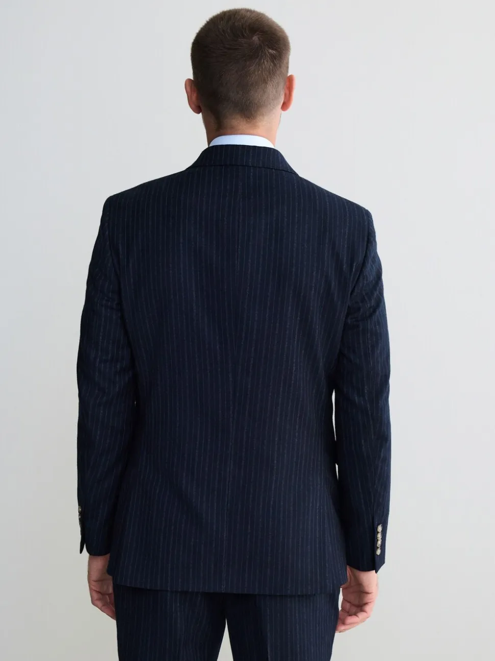 Marineblauw - Signature Stripe Empire Mills British 100% Wool Suit Jacket