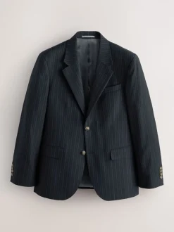 Marineblauw - Signature Stripe Empire Mills British 100% Wool Suit Jacket
