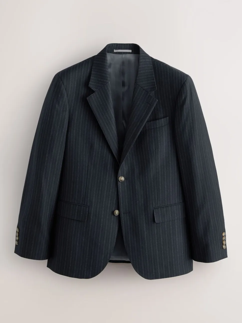 Marineblauw - Signature Stripe Empire Mills British 100% Wool Suit Jacket