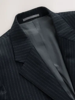 Marineblauw - Signature Stripe Empire Mills British 100% Wool Suit Jacket