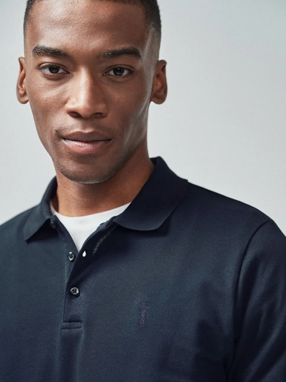 Marineblauw - Slim Fit - Piqué poloshirt met korte mouwen