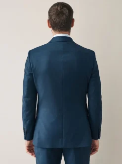 Marineblauw - Slim Fit Signature Cerutti 100% Italian Wool Suit Jacket