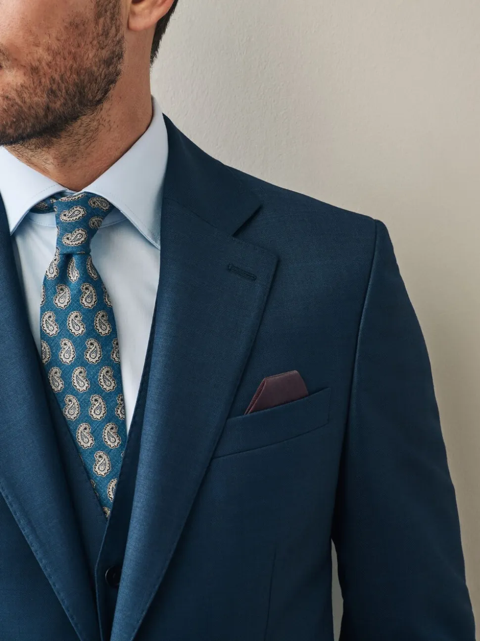 Marineblauw - Slim Fit Signature Cerutti 100% Italian Wool Suit Jacket