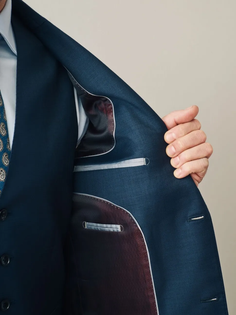 Marineblauw - Slim Fit Signature Cerutti 100% Italian Wool Suit Jacket
