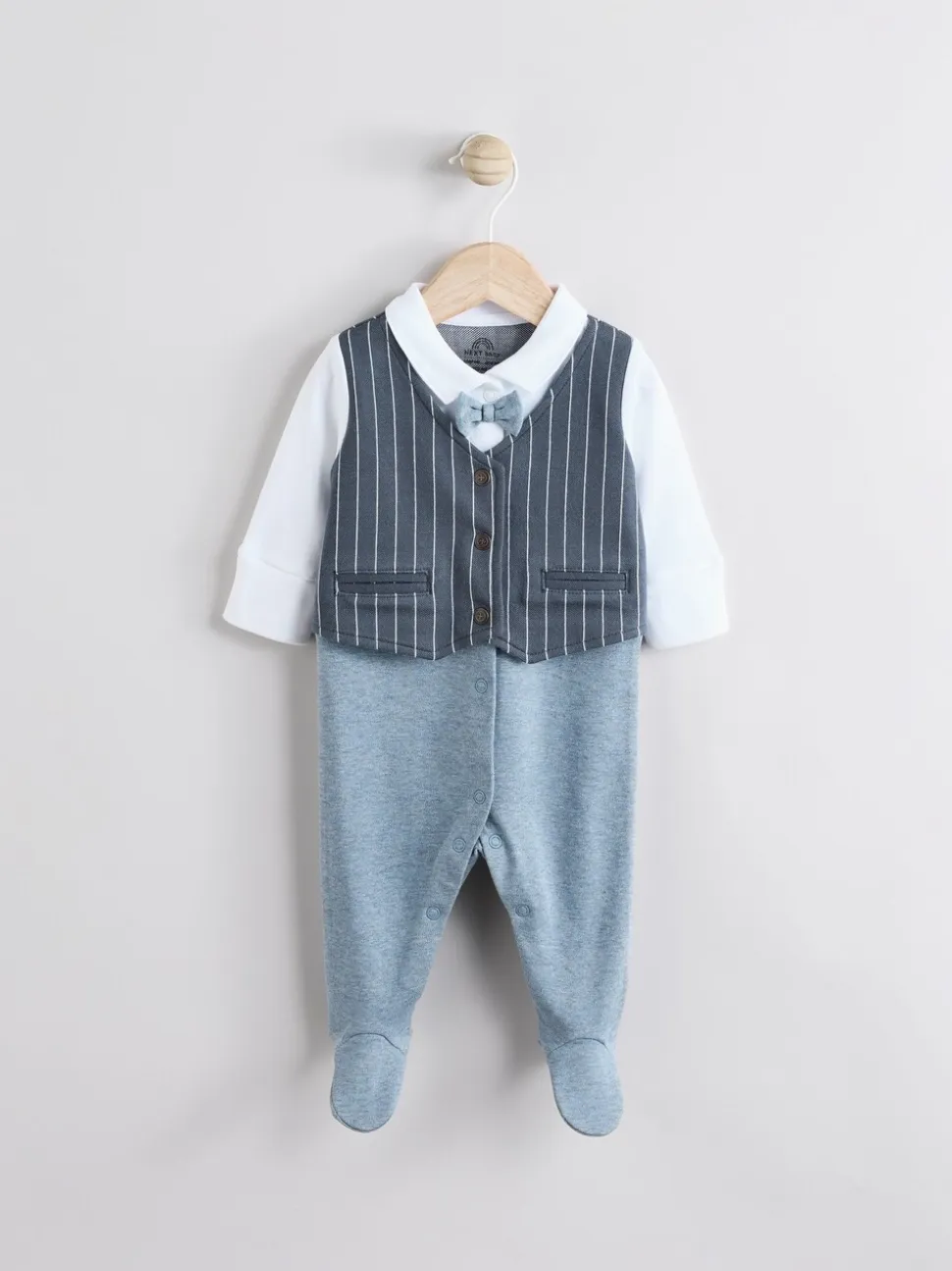 Marineblauw - Slimme baby pyjama met strik stropdas (0mnd-2jr)