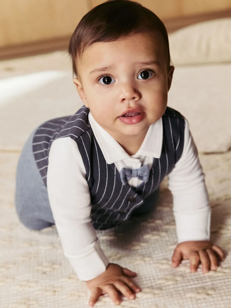 Marineblauw - Slimme baby pyjama met strik stropdas (0mnd-2jr)