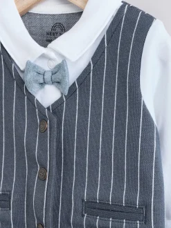 Marineblauw - Slimme baby pyjama met strik stropdas (0mnd-2jr)