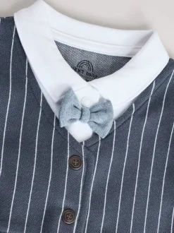 Marineblauw - Slimme baby pyjama met strik stropdas (0mnd-2jr)