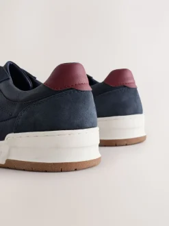 Marineblauw - Smart Casual Trainers with Suede Trim