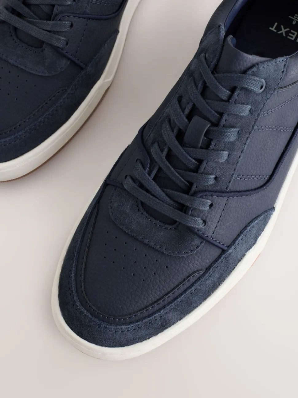 Marineblauw - Smart Casual Trainers with Suede Trim