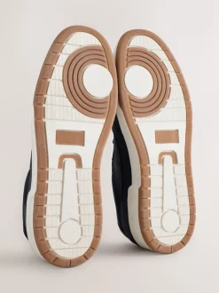 Marineblauw - Smart Casual Trainers with Suede Trim