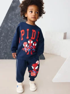 Marineblauw - Spidey set van sweatshirt met ronde hals en joggingbroek (9mnd -8jr)