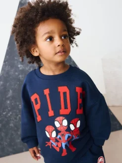 Marineblauw - Spidey set van sweatshirt met ronde hals en joggingbroek (9mnd -8jr)