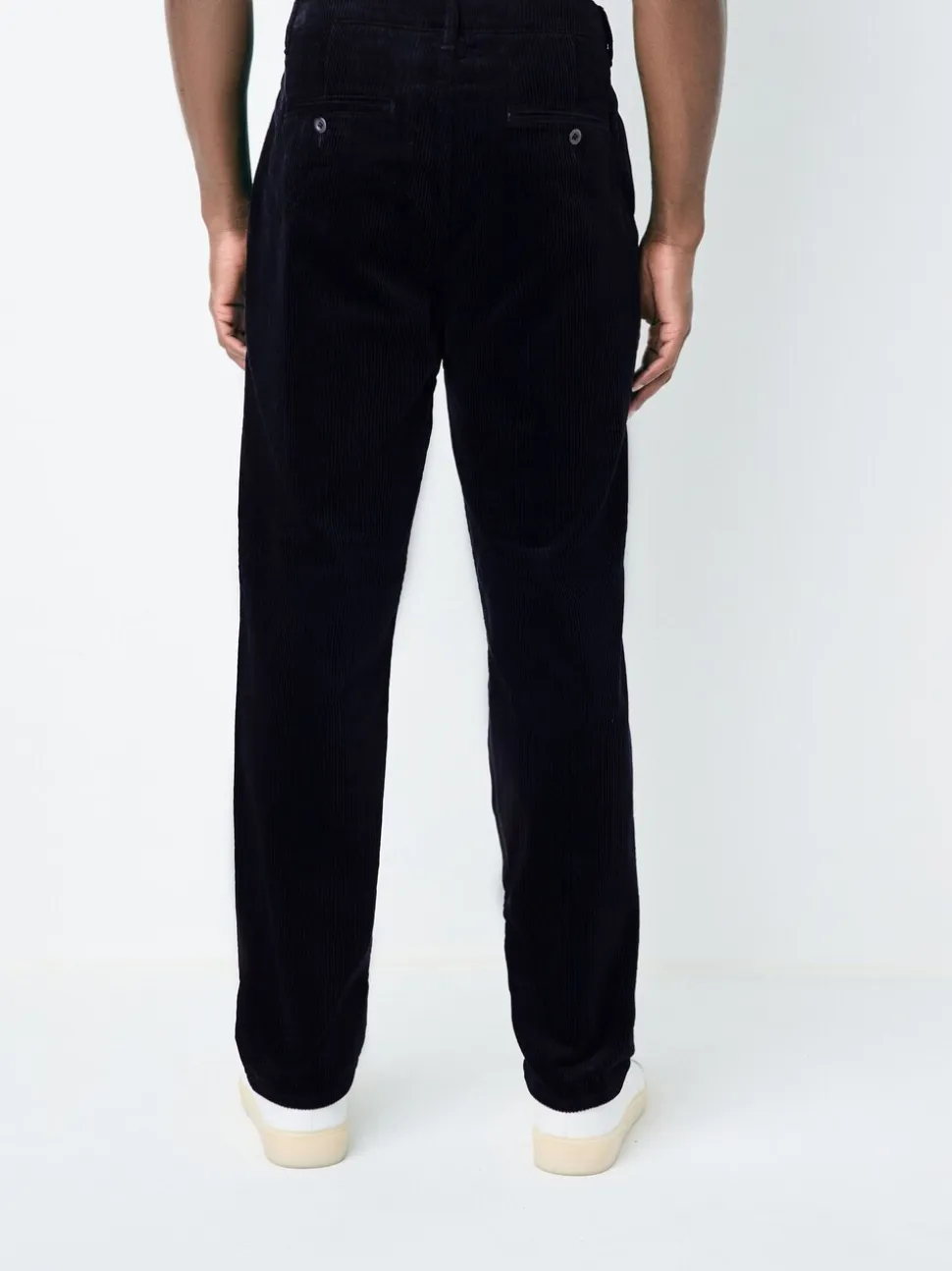 Marineblauw - Standaard toelopende pasvorm - Corduroy Single Pleated Trousers