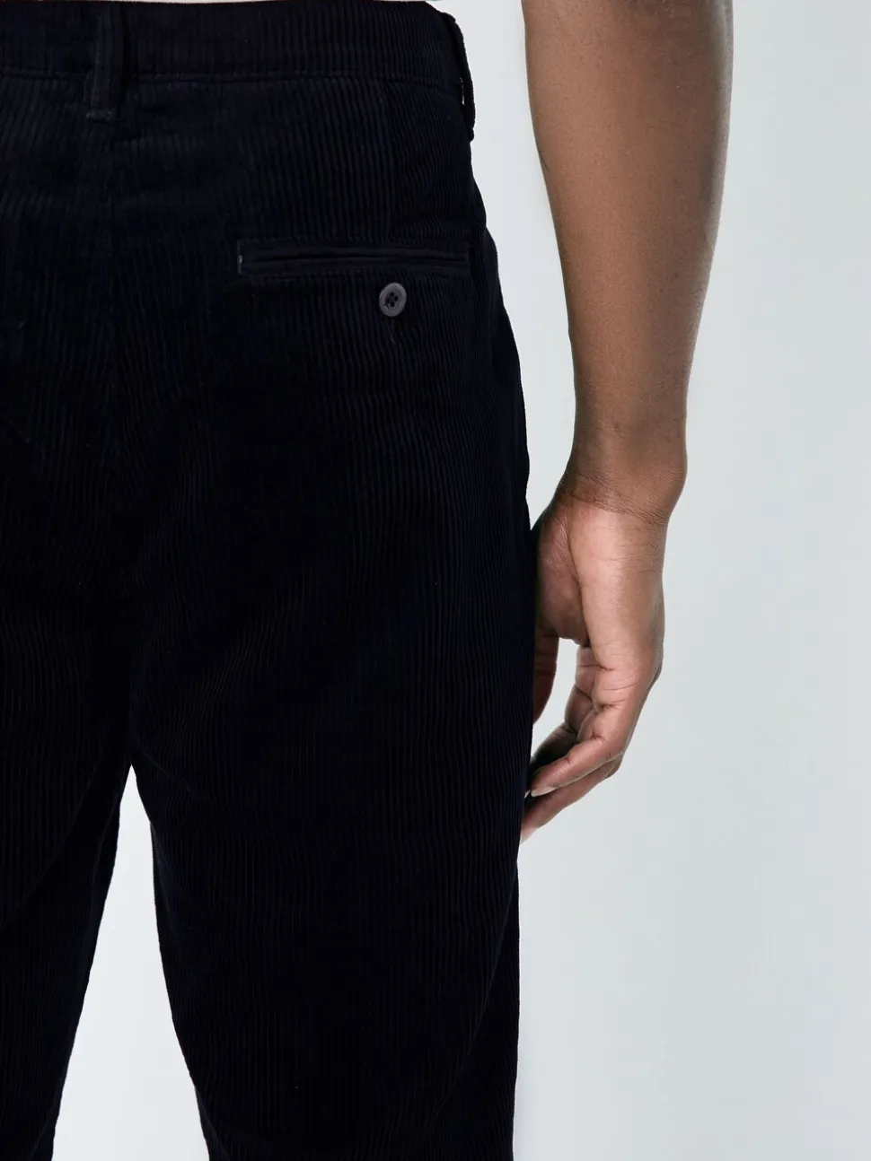 Marineblauw - Standaard toelopende pasvorm - Corduroy Single Pleated Trousers