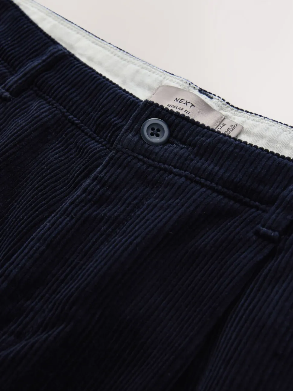 Marineblauw - Standaard toelopende pasvorm - Corduroy Single Pleated Trousers