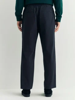 Marineblauw - Standaard toelopende pasvorm - Pleated Stretch Chinos Trousers With Elasticated Waist