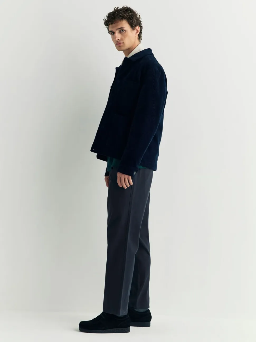 Marineblauw - Standaard toelopende pasvorm - Pleated Stretch Chinos Trousers With Elasticated Waist
