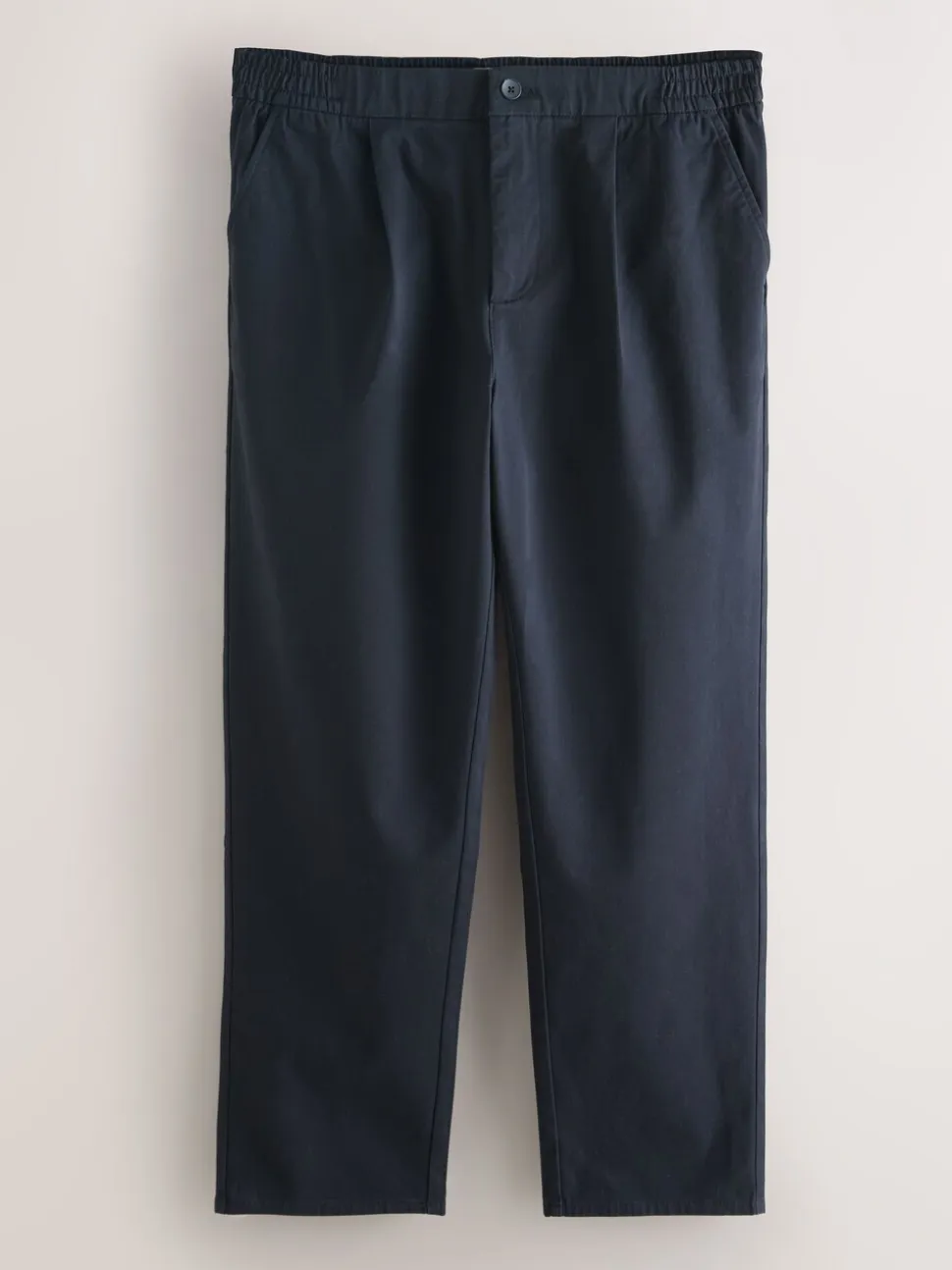 Marineblauw - Standaard toelopende pasvorm - Pleated Stretch Chinos Trousers With Elasticated Waist