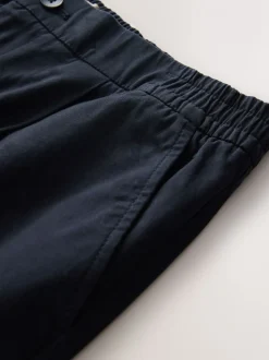 Marineblauw - Standaard toelopende pasvorm - Pleated Stretch Chinos Trousers With Elasticated Waist