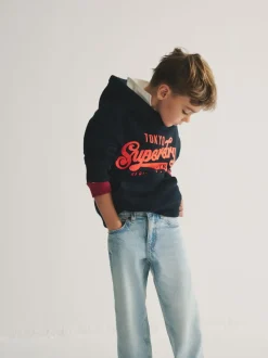 Marineblauw - Superdry hoodie met logo