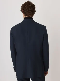 Marineblauw - Tailored Fit Wool Blend Motionflex Tuxedo Suit Jacket
