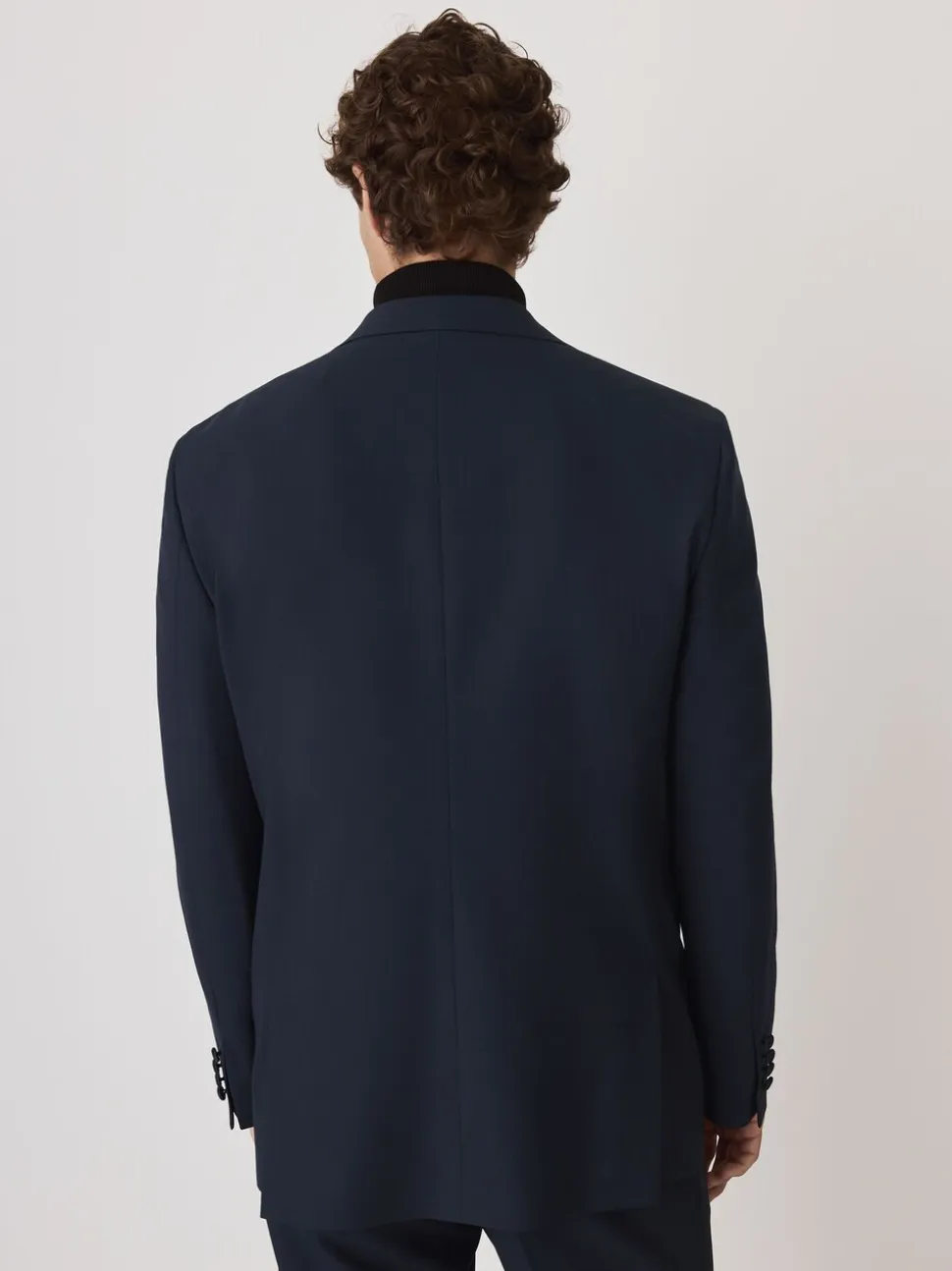 Marineblauw - Tailored Fit Wool Blend Motionflex Tuxedo Suit Jacket