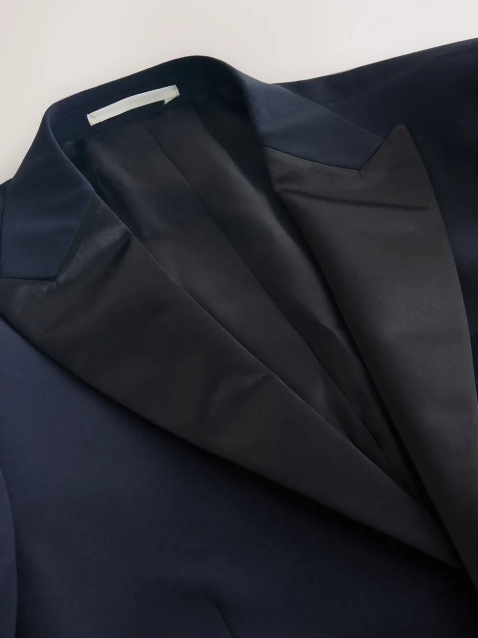 Marineblauw - Tailored Fit Wool Blend Motionflex Tuxedo Suit Jacket