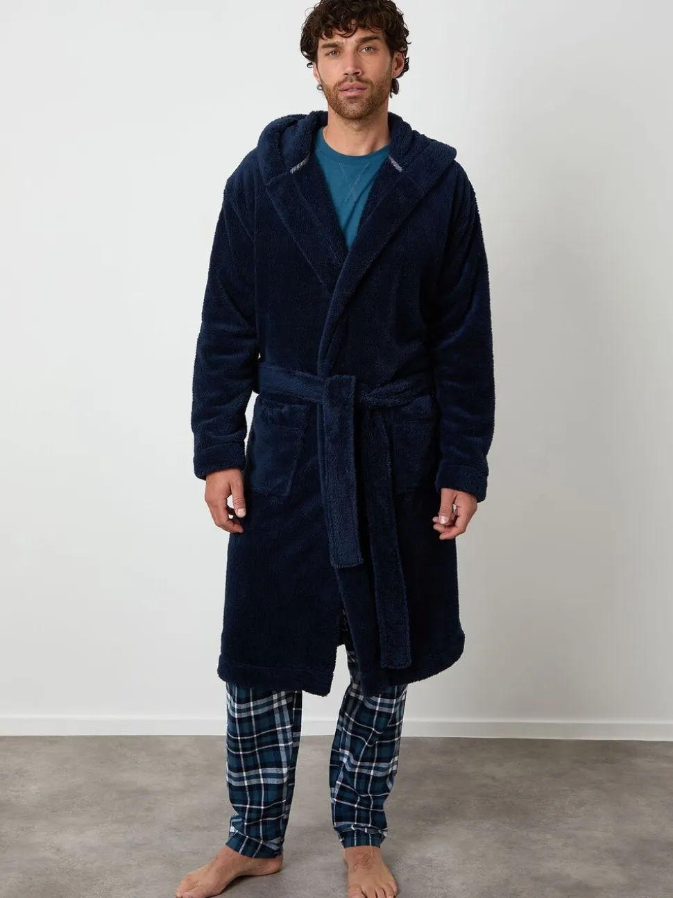 Marineblauw - Threadbare - Behaaglijke kamerjas met capuchon