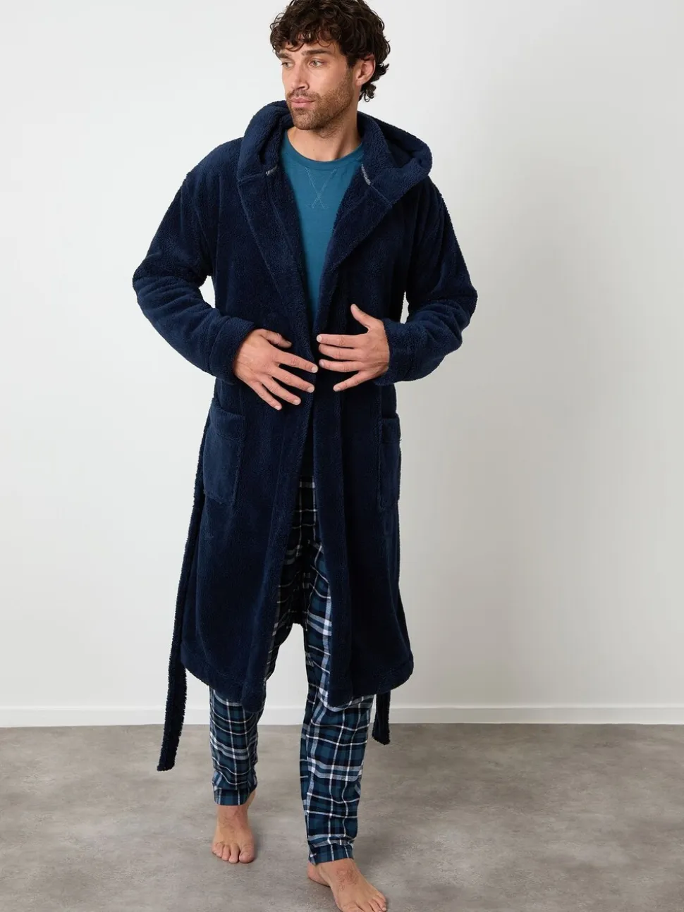 Marineblauw - Threadbare - Behaaglijke kamerjas met capuchon