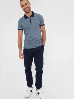 Marineblauw - Threadbare cargobroek in joggingstijl van katoen met stretch
