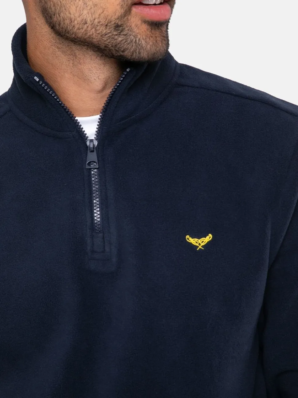Marineblauw - Threadbare fleece sweatshirt met korte rits