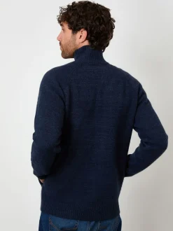 Marineblauw - Threadbare Funnel Neck Button Up Knitted Cardigan