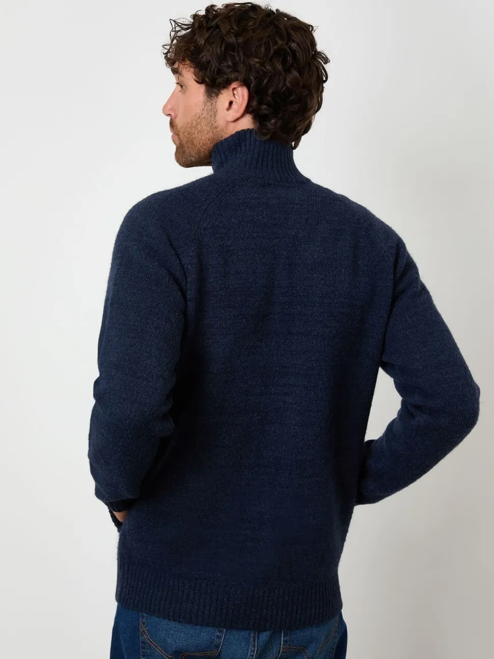 Marineblauw - Threadbare Funnel Neck Button Up Knitted Cardigan