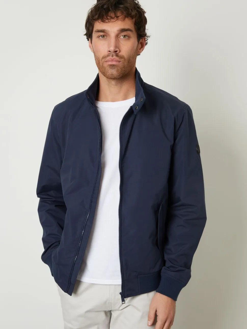 Marineblauw - Threadbare Harrington jack met ritssluiting