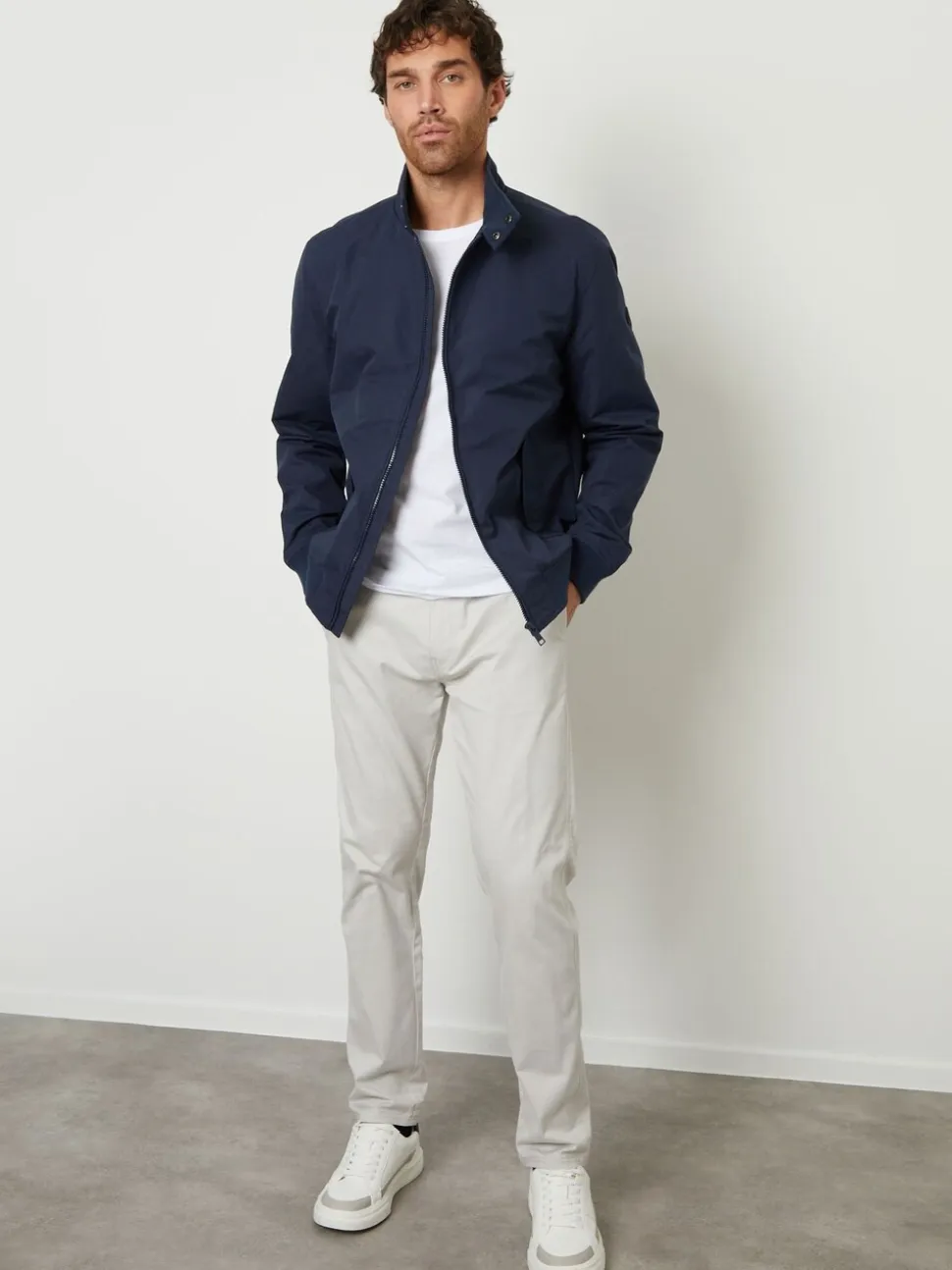 Marineblauw - Threadbare Harrington jack met ritssluiting